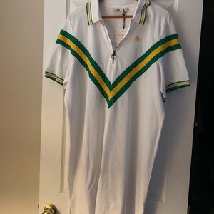 Banana Republic Athletics White Dress with Green and Yellow Accents